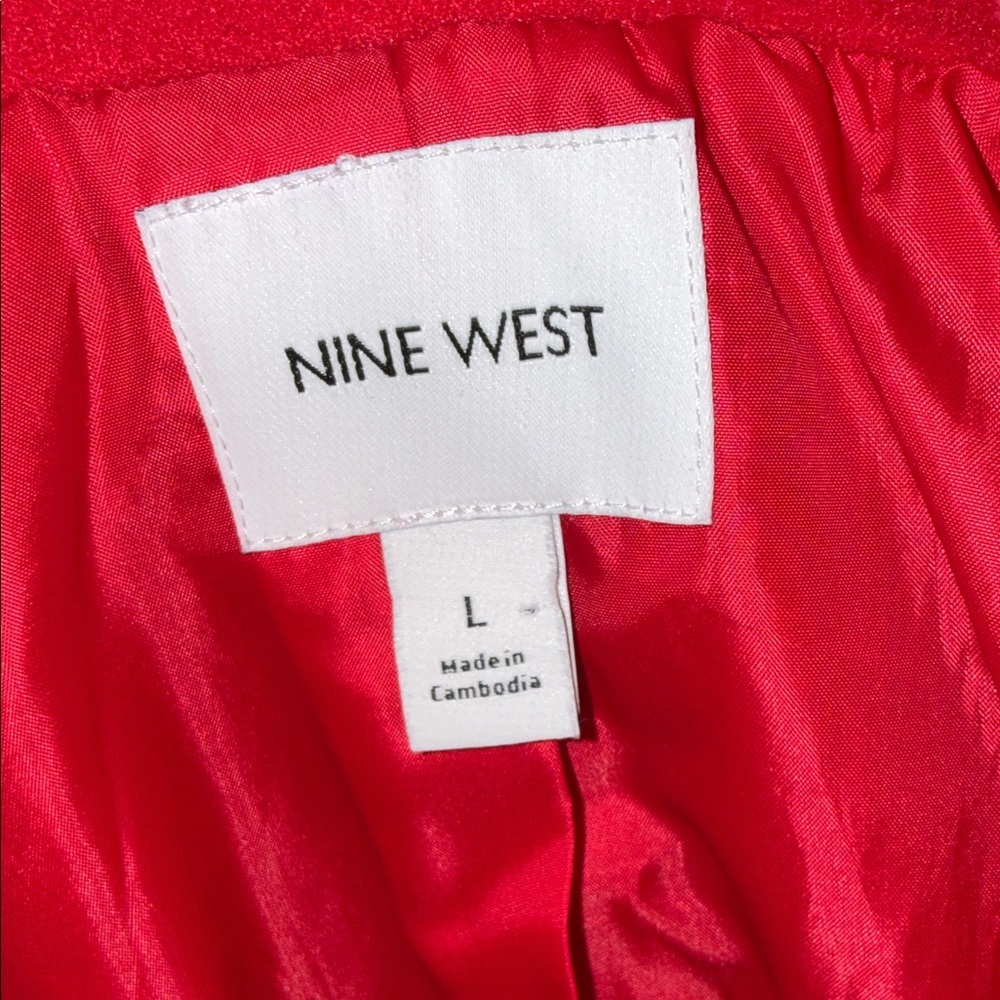 Nine West Red Belted LINED Coat elegant, business casual, feminine, colorful, Lg - Picture 5 of 9